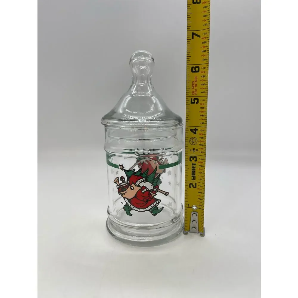 1990 Santa Glass Candy Jar with Lid Made by CHD 6